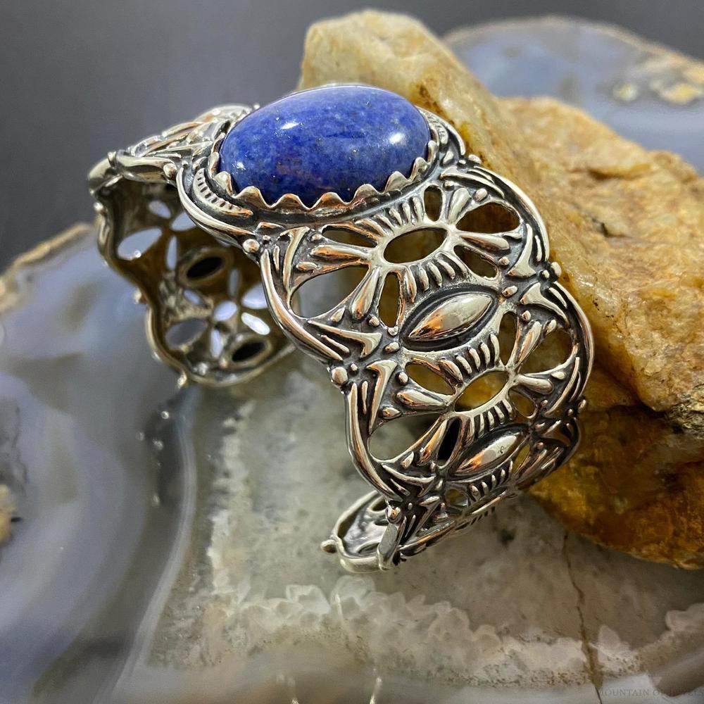 Carolyn Pollack Vintage Southwestern Style Sterling Oval Denim Lapis Bracelet - Picture 5 of 10